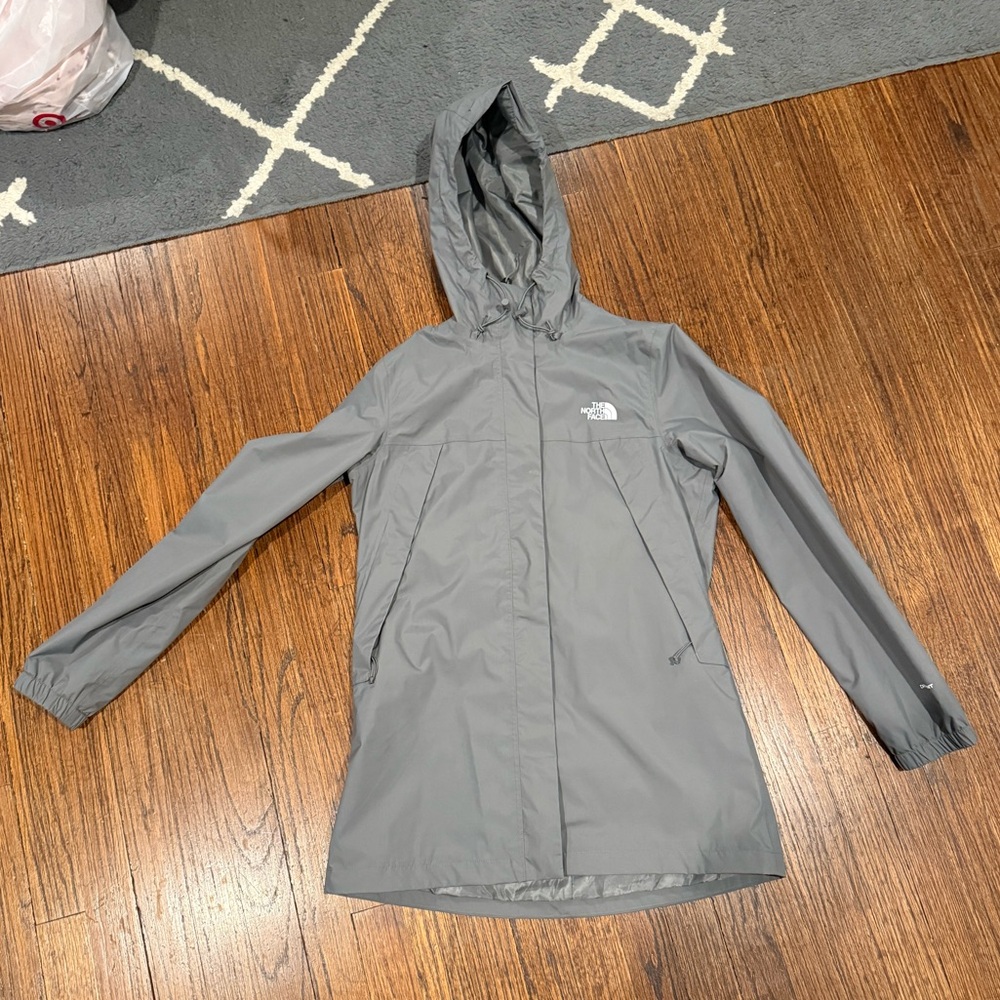 The North Face Gray Hooded Rain Jacket